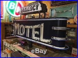 WOW! VinTagE Original MOTEL 2 Sided Pole Sign w Base NEON Hotel Gas Oil BIG! OLD