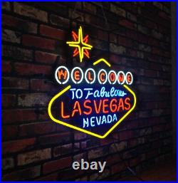 Welcome to Lasvegas Neveda Vintage Style 24x18 Neon Sign Light Bar Glass Decor