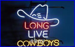 White Hat Long Live Cowboy Neon Sign Shop Bistro Vintage Decor Artwork