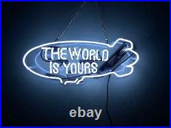 White The World Is Yours Display Real Glass Neon Sign Vintage Cave Room Light
