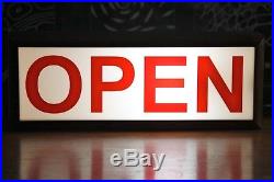 Wooden timber light box sign OPEN neon sign lightbox lamp vintage style