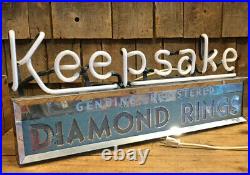 Working Original vintage KEEPSAKE DIAMOND RINGS Store Display Light Up Neon Sign