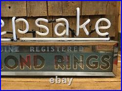 Working Original vintage KEEPSAKE DIAMOND RINGS Store Display Light Up Neon Sign