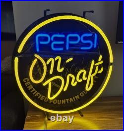 Working Vintage Pepsi On Draft Neon Sign in Original Box Working Vintage Pepsi On Draft Neon Sign in Original Box