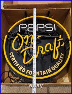 Working Vintage Pepsi On Draft Neon Sign in Original Box