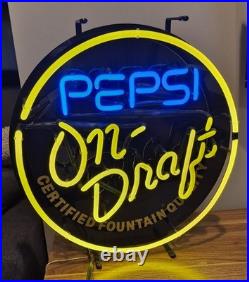 Working Vintage Pepsi On Draft Neon Sign in Original Box