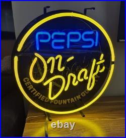 Working Vintage Pepsi On Draft Neon Sign in Original Box Working Vintage Pepsi On Draft Neon Sign in Original Box
