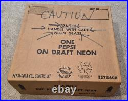 Working Vintage Pepsi On Draft Neon Sign in Original Box