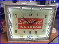 Working Vintage Sealtest Ice Cream Neon Advertising Neon Clock
