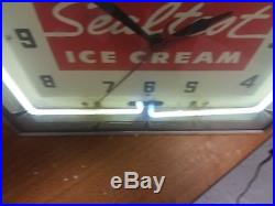 Working Vintage Sealtest Ice Cream Neon Advertising Neon Clock