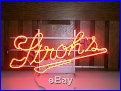 Working Vintage Stroh's Red Neon Beer Sign Bar Advertising